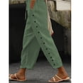 thumbnail image 2 of Women's Pants Fashion Casual Pants For Women Casual Spring And Autumn Japanese Wide Leg Lazy Cotton And Linen Solid Color Casual Elastic Loose Trousers, 2 of 4