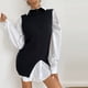 thumbnail image 2 of Suéter de chaleco sin mangas de punto de color sólido dividido informal a la moda para mujer Fridja  hjk128, 2 of 5