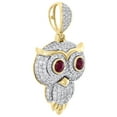 thumbnail image 2 of 14K Yellow Gold Diamond Owl Pendant Genuine Ruby Eyes 1.65" Charm 1.75 CT. T.W., 2 of 6