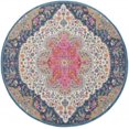 thumbnail image 1 of homeroots home decor 385751 8’ Round Blue and Pink Medallion Area Rug, 1 of 1