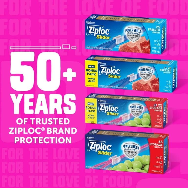 Ziploc Brand Slider Storage Bags, Sealable, Freezer Safe, Gallon