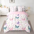thumbnail image 2 of Manfei Cute Butterflies 7-Piece Twin Bedding Sets,Flying Animal Bedding Comforter Set,Pink White Cyan Sheet Sets For Girls Kids,Super Cozy Room Decor Reversible, 2 of 8