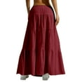 thumbnail image 4 of Fgnfyis Women's Loose A-Line Skirt with Fashion Elastic Waist and Tie Belt for a Comfortable and Stylish Ensemble Red L, 4 of 6