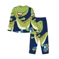 thumbnail image 2 of Uemuo Dino Playing Roller Skate Pattern Womens Pajama Sets,PJ Set for Women,Pajamas for Women Logo,Long Sleeve Pajama Set for Women,Soft Long Sleeve Top With Pants-, 2 of 9