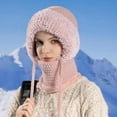 thumbnail image 4 of Prolriy Winter Hats for Women Winter Knitted Hat Warm Cycling Ski Women Windproof Hood Heavyweight Thermal Fleece Womens Hats Pink, 4 of 6