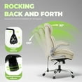 thumbnail image 5 of EOP Executive High Back Office Chair, Adjustable Heavy Duty Chair with Flip up Armrest, 500LBS Big and Tall Computer Chair with Lumbar Support, Faux Leather Desk Chair with Extra Wide Cushion, Beige, 5 of 8