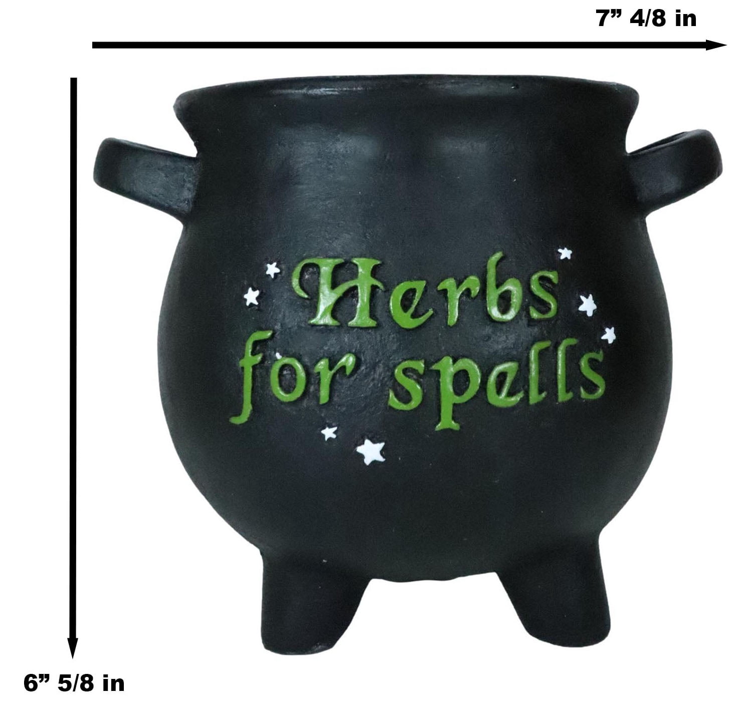 Green Thumb Witch Gardening Black Herbs For Spells Cauldron Planter Pot 7.5"D