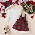 thumbnail image 4 of GYRATEDREAM Newborn Baby Girl Fall Winter Outfits Infant Thanksgiving Christmas Outfit Toddler Long Sleeve Romper + Suspender Skirt Set 2Pcs for 0-24 Months, 4 of 8
