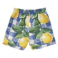 thumbnail image 7 of FORMRS Boys Swim Trunks Quick Dry Mesh Liner Boardshorts Sizes XS-XL, Blue Plaid Lemon, 7 of 7
