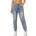 thumbnail image 1 of Jeans jogger rasgados INSPIRE CHIC para mujeres, pantalones de mezclilla cargo elásticos de cintura casual, gris azul L, 1 of 6