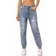 thumbnail image 1 of Jeans jogger rasgados INSPIRE CHIC para mujeres, pantalones de mezclilla cargo elásticos de uso casual gris azul XS, 1 of 6