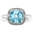 thumbnail image 5 of Primal Silver Sterling Silver Rhodium-plated Diamond and Checker-cut Sky Blue Topaz Ring, 5 of 5
