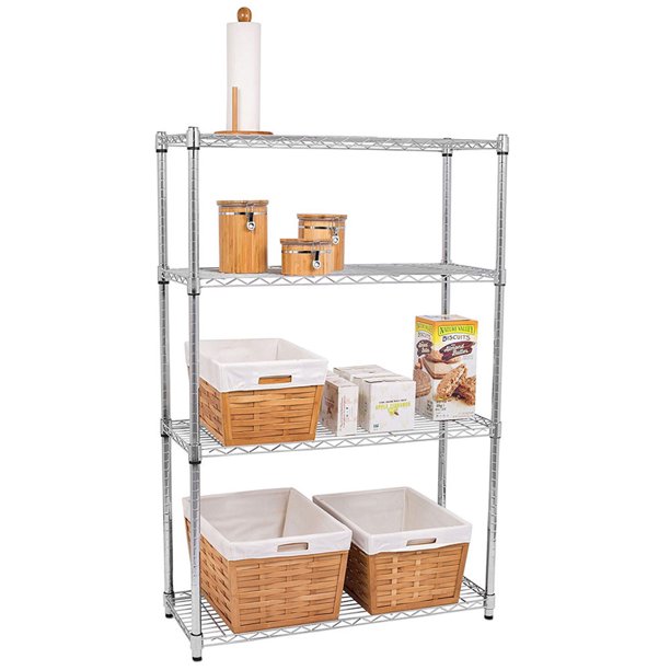 4Tier Wire Shelving Metal Wire Shelf Storage Rack Durable Organizer