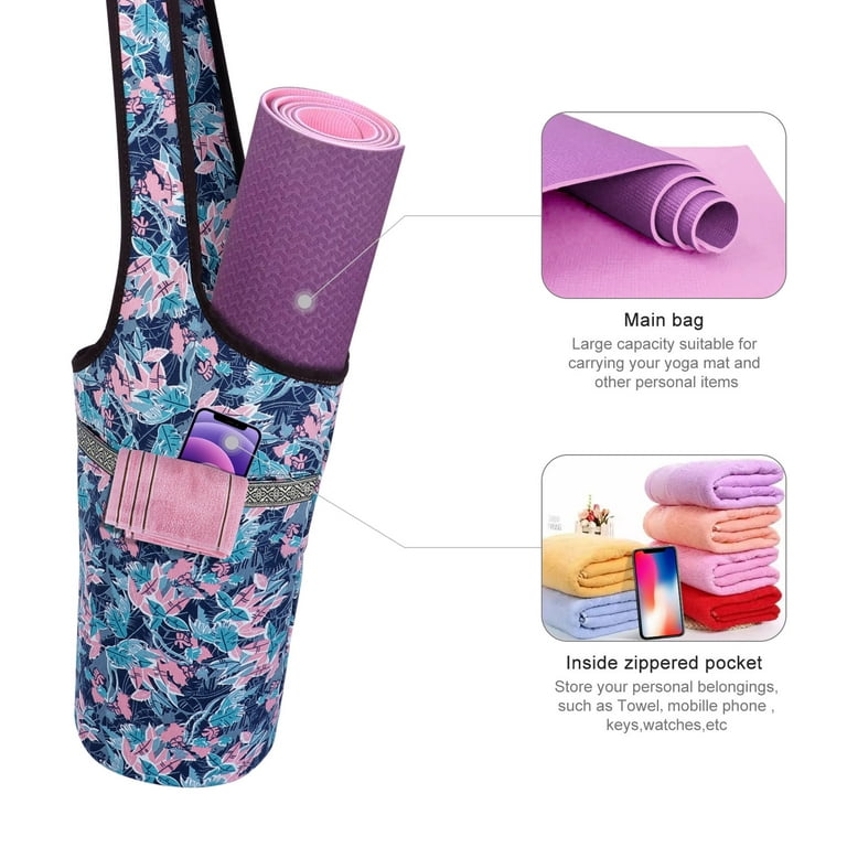 HAWEE Yoga Mat Bag-Floral Yoga Bags and Long Tote Carriers for Women