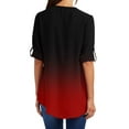 thumbnail image 3 of Pompotops Chemises d'Été pour Femmes Tunique Décontractée à Fermeture Éclair Blouse Roulable Col en V T-Shirt, 3 of 6