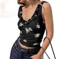 thumbnail image 3 of Summer Floral Print Sleeveless Women Slim Fit Ruffle Tank Tops, 3 of 6