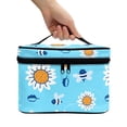 thumbnail image 3 of HELLHERO Cosmetic Organizer White Flowers and Bees Top-Handle Cosmetic Bag Hand-Held Polyester with Slip-in Pockets, 3 of 6