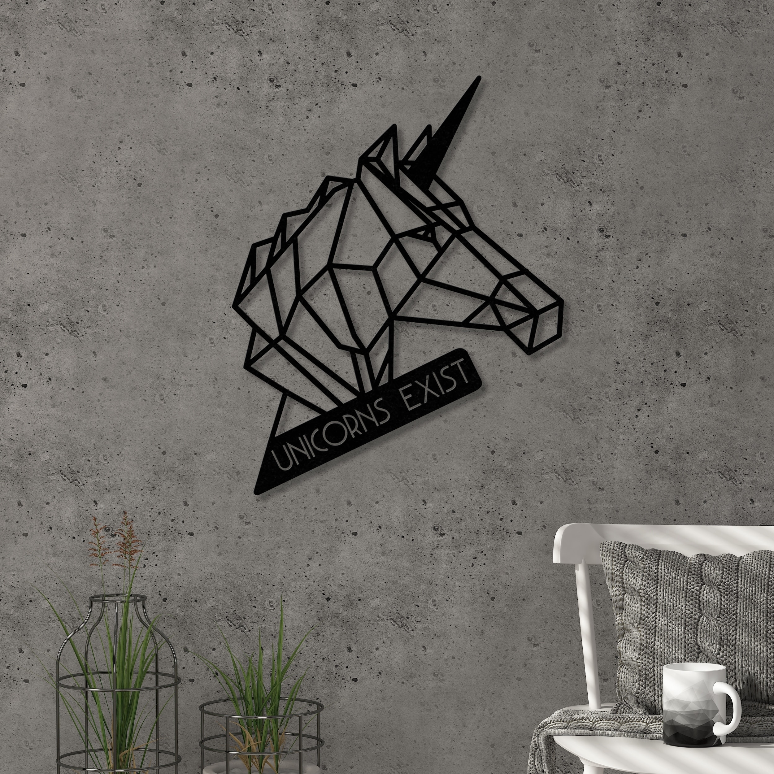 Ada Home Decor Furniture Black Unicorn Modern Metal Wall Art