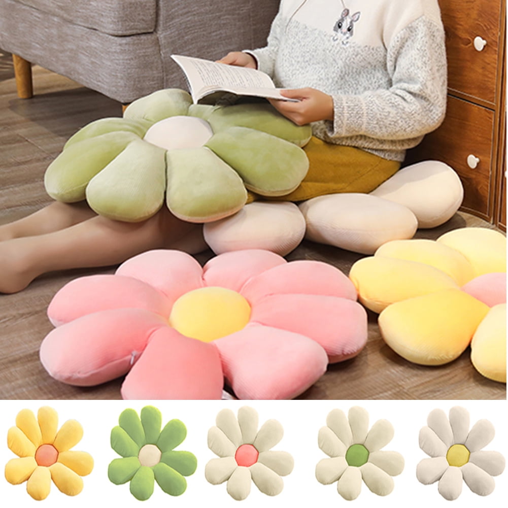 Daisy Flower Shaped Floor Pillow Seating Cushion Plush Soft Throw Cushion Seat Pad for a Reading Nook Bed Room or Watching TV Indoor Outdoor Use 25.59 inch
