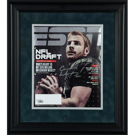 Autographed Nfl Draft Carson Wentz Philadelphia Eagles Framed Autographed 2016 NFL Draft ESPN Magazine - Fanatics Authentic Certified ()