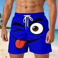 thumbnail image 2 of Qicasul Men's Funny Cartoon Face Print Shorts, 3D Funny Expression Casual Summer Pants with Elastic Waist,Dark Blue,XL, 2 of 4