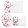 thumbnail image 2 of Pink Cherry Blossom Bathroom Rugs Set Watercolor Spring Red Pink Sukara Flower Brown Branch Non Slip Absorbent Bath Mats 3 Piece Set, U-Shaped Floor Mat, Toilet Seat Cover Large Size, 2 of 9