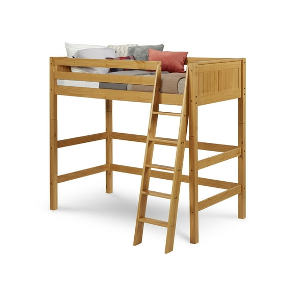 Camaflexi Twin Size High Loft Bed - Panel Headboard - Natural Finish