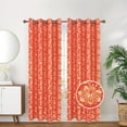 thumbnail image 3 of 2 PKs Foil Wave Floral Print Embroidered Grommet Top Window Curtain Panel 281060 with Jacquard Woven Fabric, 3 of 5