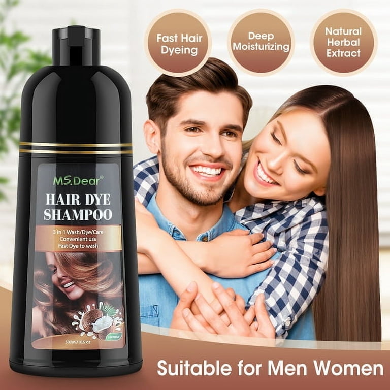 DREAMSOME Brown Hair Dye Shampoo 500ml, Light Coffee Color, Gray