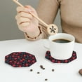 thumbnail image 3 of Leather Coasters with Heat-resistant for Drinks, berries pattern -标题2 Octagon, 3 of 5