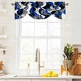 thumbnail image 4 of Tie Up Valances for Windows, Blue Black Stripes Adjustable Valance Curtains Window Treatment for Living Room, Modern Abstract Ombre Grey White Lines Rod Pocket Kitchen Curtains & Drapes 54x18 Inch, 4 of 9