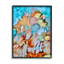Stupell Industries Abstract Coral Reef Pattern Abstract Painting Black Framed Art Print Wall Art, 11 x 14