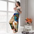 thumbnail image 5 of Disketp Stained Glass Cat Art Women's Comfy Pajama Pants Casual Drawstring Palazzo Lounge Wide Leg Pants-Small, 5 of 6
