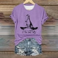 thumbnail image 2 of HCURIBAD T Shirts for Women, Graphic Tees Women's Halloween Print Crew Neck T-Shirt, Funny T-shirts, Womens Casual Tops, Sale Purple 3XL, 2 of 4