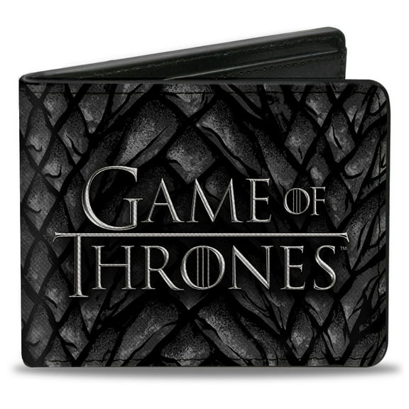 Game of Thrones Wallet, Bifold, Game of Thrones Logo Dragon Scales Black Grays, Vegan Leather