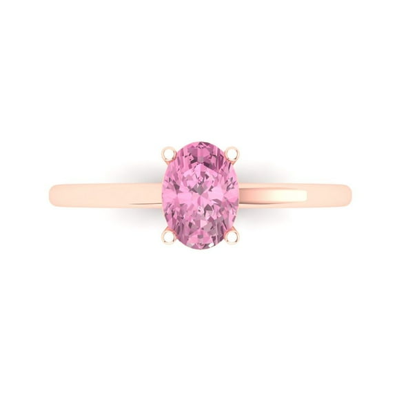 Solitaire Engagement Ring for Women - 1ct Simulated Pink Diamond in 18K Rose Gold Promise Ring