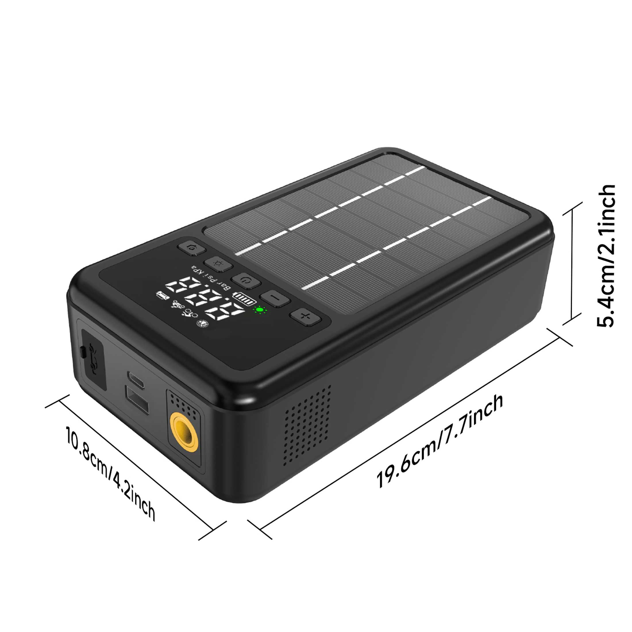 10000mAh Car Jump Starter with Air Compressor Solar charging 150PSI,12V Car Battery Charger Jumper Starter, LED Screen, 3 Modes Flashlight