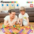 thumbnail image 5 of PicassoTiles Mini Magnetic Race Track Tiles for Kids – 60PCS STEM Construction Building Blocks Toy Set with Racing Car, Travel Size, 5 of 9