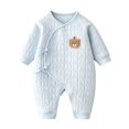 thumbnail image 2 of Busydd Cotton Newborn Rompers 0-6 Months Casual Cozy Long Sleeve Infant Romper Fashion Cute Side Tie Jumpsuit, 2 of 8