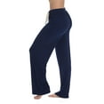 thumbnail image 2 of #followme Ultra Soft Solid Stretch Jersey Pajama Pants for Women (Navy With Cream, Medium), 2 of 3