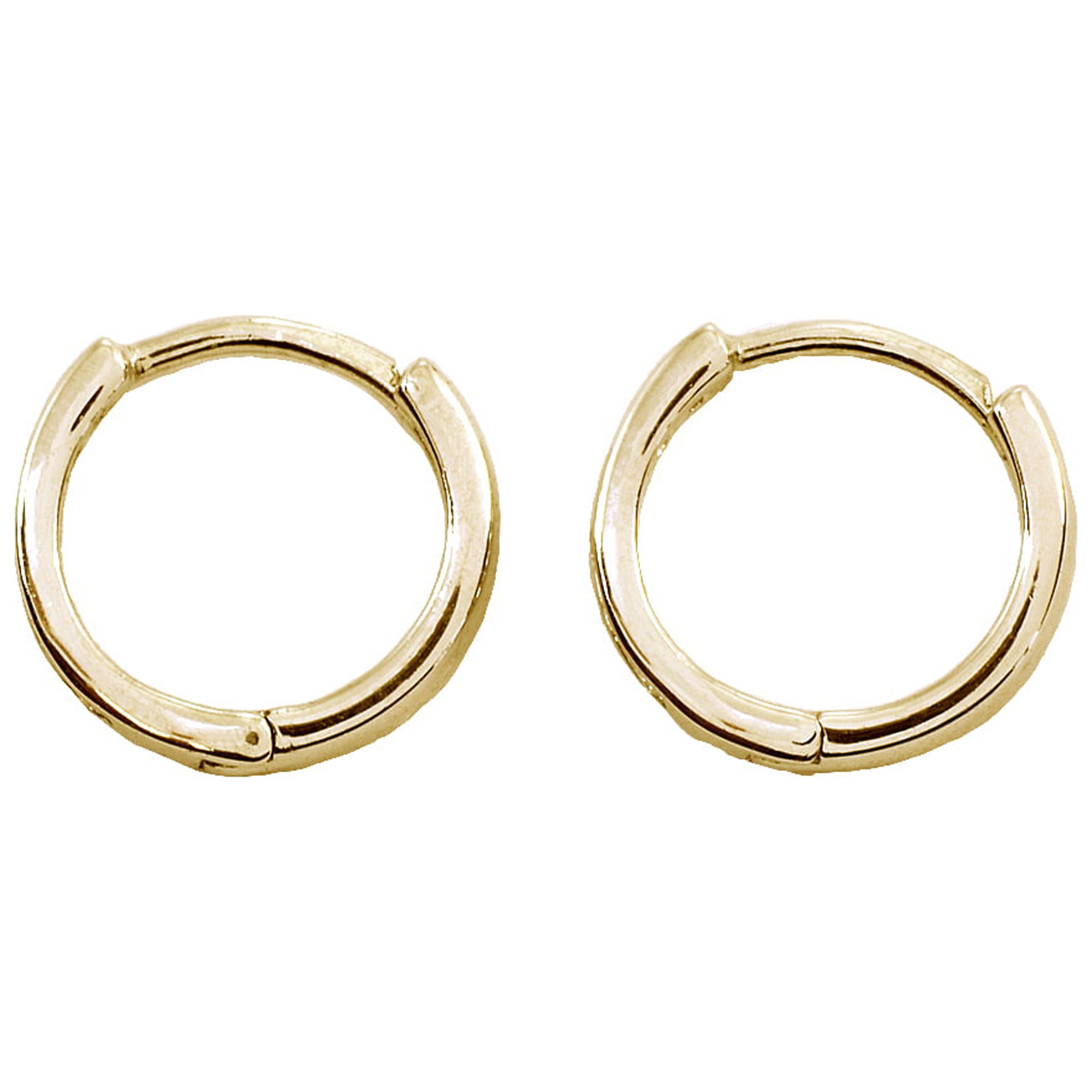 13mm CZ Channel-Set Round Huggie Hoop Earrings Gold Flash 925 Silver