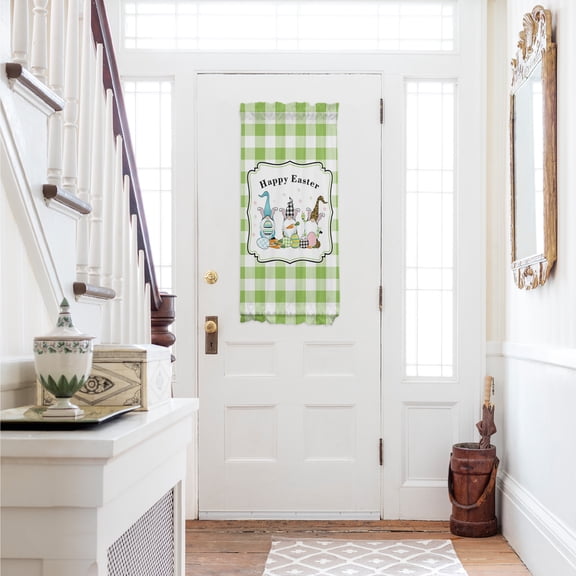 3 Cute Easter's Plaid Gnomes Check Egg Buffalo Border,Door Curtains for Door Window,French Sidelight Front Back Door Curtains With Tieback,Geometric Egg Buffalo Border Rod Pocket Drapes Panel,25"x40"