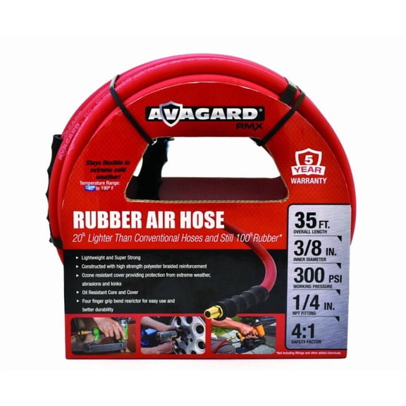 Blubird Avagard 3/8 Inch X 35 Ft. Rubber Air Hose Assembly