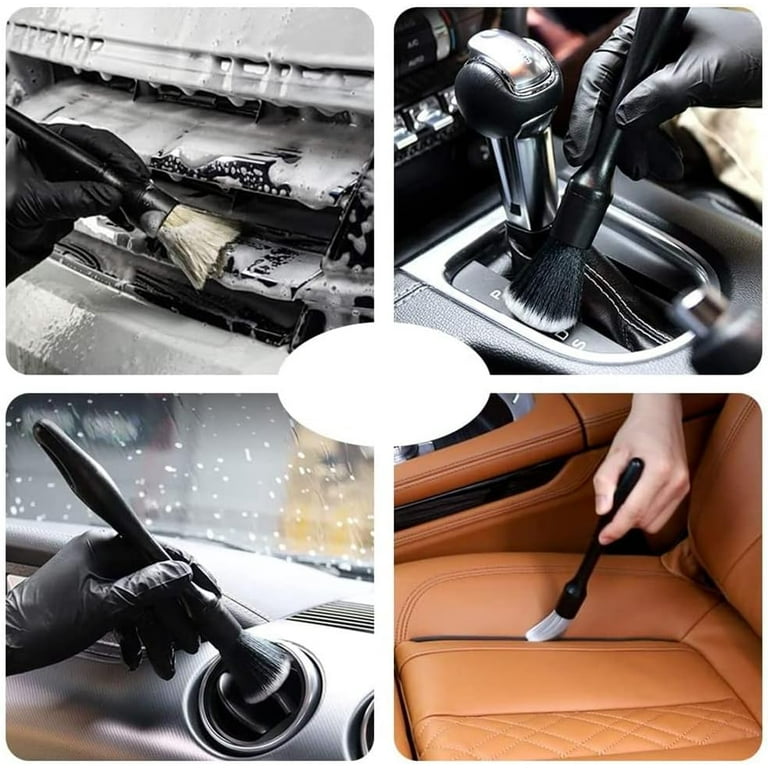 Dockapa Detail Brushes Car Detailing - Ultra Soft Boars Bristles Car Detail Brush,Auto Car Detailing Brush for Exterior and Interior Detailing, Cleaning Soft