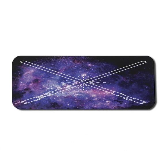 Galaxy Computer Mouse Pad, Futuristic Starry Sky Galaxy Illustraiton Pattern Universe Outer Space, Rectangle Non-Slip Rubber Mousepad Large, 31" x 12" Gaming Size, Purple Black, by Ambesonne