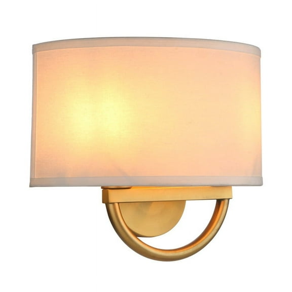 Pathson Fabric Wall Lamp with Semi-Circle White Lampshade,Bedroom Bedsides Living Room Light Fixture