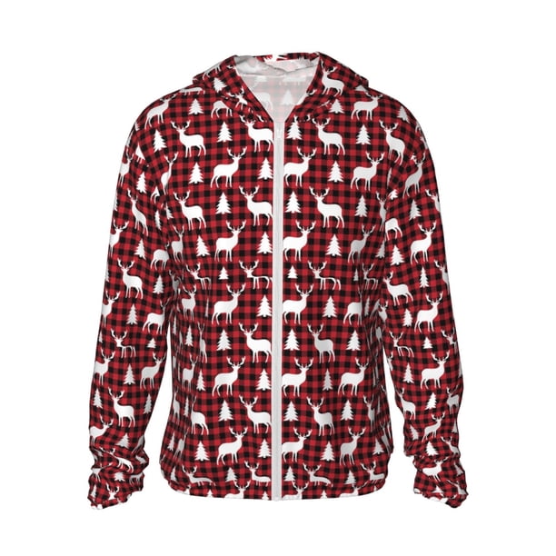 Balery Christmas And New Year Sudadera ligera de manga larga con capucha y protección solar UPF 50+ para hombre y mujer, ideal para pesca y running-Small