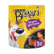 Purina Beggin' Strips Dog Treats Original with Bacon Flavor Dog Chews Snacks, 3 oz Pouch (6 Pack)