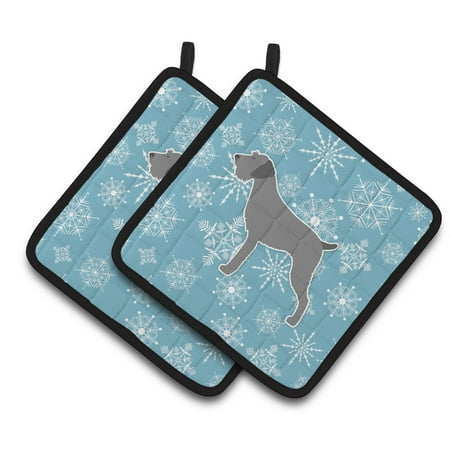 

Carolines Treasures BB3511PTHD Winter Snowflake German Wirehaired Pointer Pair of Pot Holders 7.5HX7.5W multicolor