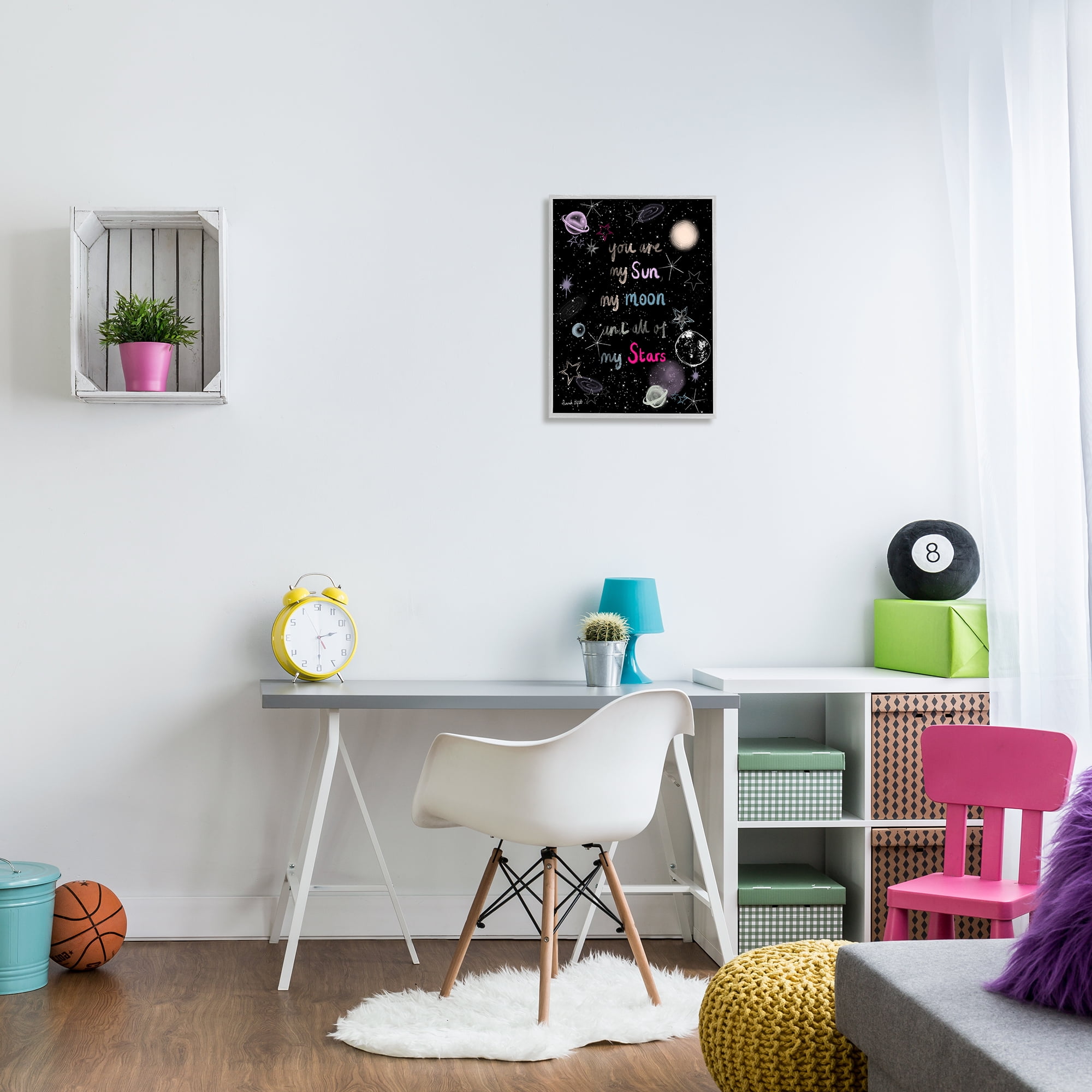 Stupell Industries Outer Space Phrase Typography Painting Gray Framed Art Print Wall Art, 16 x 20